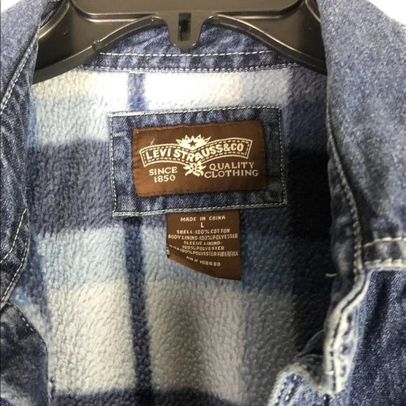Levis Denim Jacket Plaid Fleece Lined Size Large - Picture 3 of 5